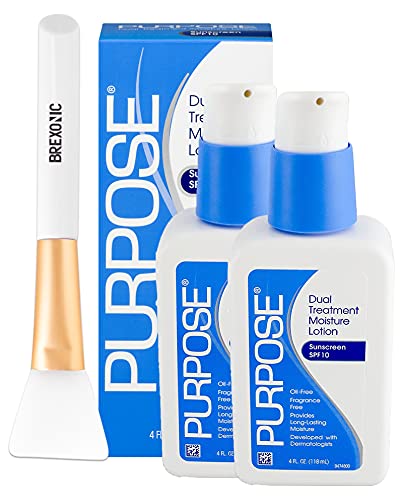 2 Pk PURPOSE Dual Treatment Moisturizer with SPF 10, Oil Free Face Moisturizer for Women, Men & Kids with Brexonic Appli