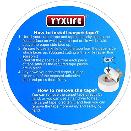 Image of YYXLIFE Double Sided Carpet Tape for Area Rugs, Hardwood Floors, 2 inch x20YD | Carpet Adhesive Removable Multi-Purpose Rug Tape Cloth for Hardwood Floors,Outdoor Rugs,Heavy Duty Sticky Tape,White, Durable