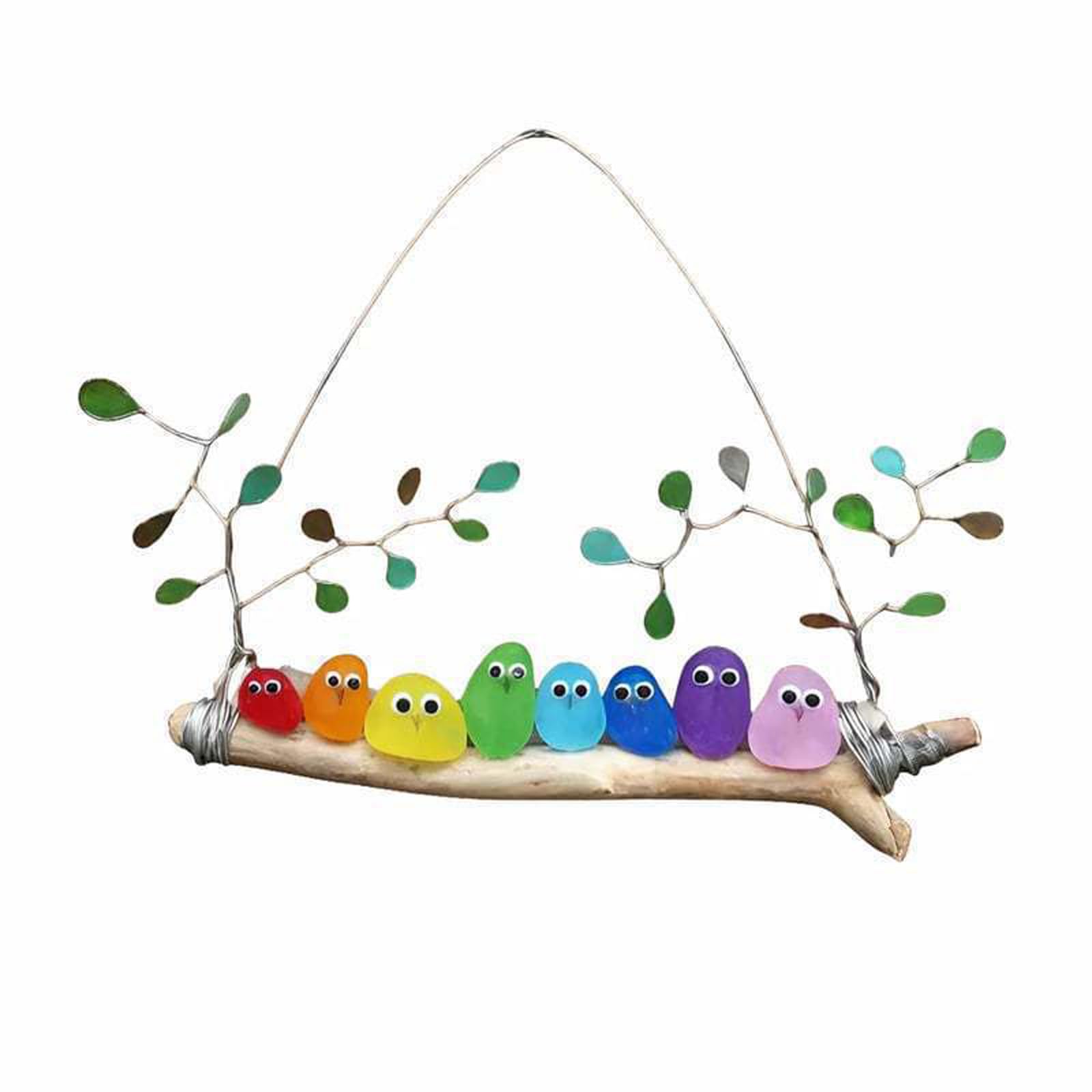 NVOQILIN Bird Ornament Wall Art Sea Glass Home Decors Gift Natural Sea Glass Symbolic Meaningful Art for Friend Perch Gift