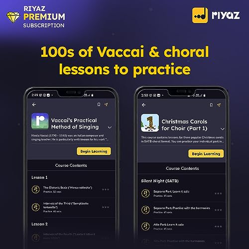 Image of Riyaz App - Learn to Sing Vaccai & Choral Songs | 12 Months Premium Subscription | Suitable for Guitar / Western Vocal / Solfege Learners | 35 Lakhs Learners | (Activation Link by Email in 2 Hours)