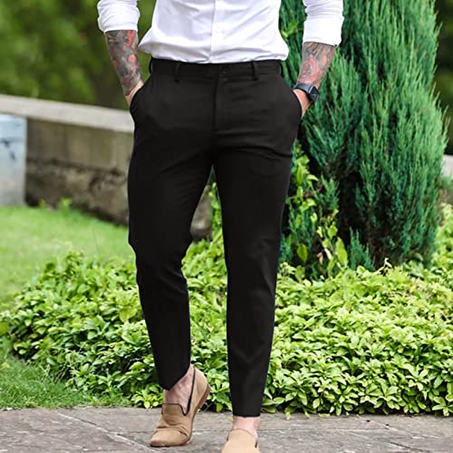 GOKKILRW Mens Slim Fit Dress Tapered Leg Pants Casual Business Office Work Pants Comfy Flat-Front Stretch Chino Golf Trousers2