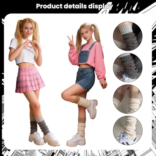 Image of 2 Pcs Leg Warmers Y2k, Leg Warmers, Y2k Accessories, Cute Kawaii Cream Legwarmers for Women Winter