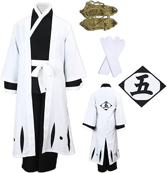 ZNZXYCOS Anime White Captain Robe Cosplay Mens Black Kimono Suit Halloween Costumes