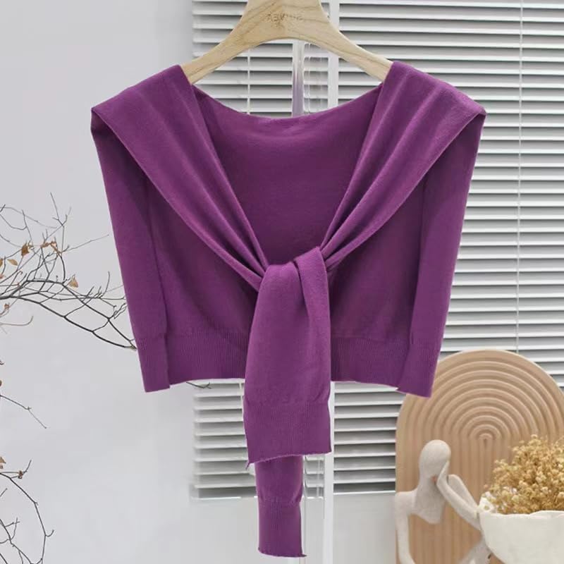 Image of WaJuemy Sweater Shawl Wraps for Women Sweater Knitted Knotted Shawls Travel Casual Scarf Cape Shoulder Tops Fashion Wrap