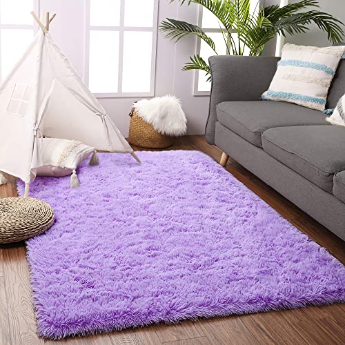 VOFUSHON Wohnzimmer Hochflor Teppich,Shaggy Flur Läufer Teppich Modern Flauschiger Weich Teppich...