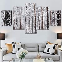 SIGNWIN 5 Panel Canvas Wall Art Winter Trees for Home Decorations Ready to Hang - 60
