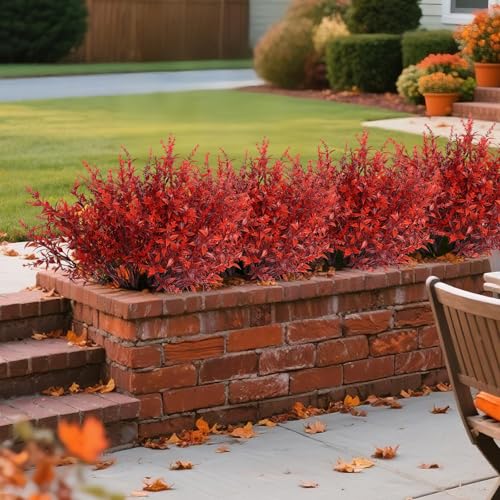 RECUTMS Fake Fall Plastic Flowers Artificial Lavender Plant UV Resistant