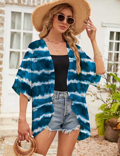Image of Chunoy Women Short Sleeve Chiffon Kimono Beach Swimsuit Cover Up