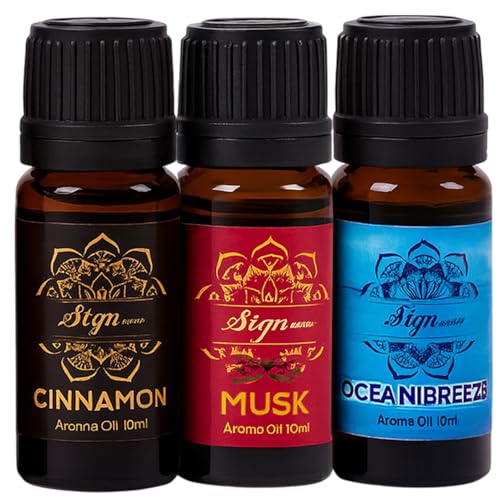 Image of Signamio 3 Pcs Essential Oil Set - Premium Reed Diffuser Fragrance Aroma Oil Collection for Home & Office - Long-Lasting Scented Essential Oil Blends for Relaxation & Wellness - Ocean /Musk /Cinnamon