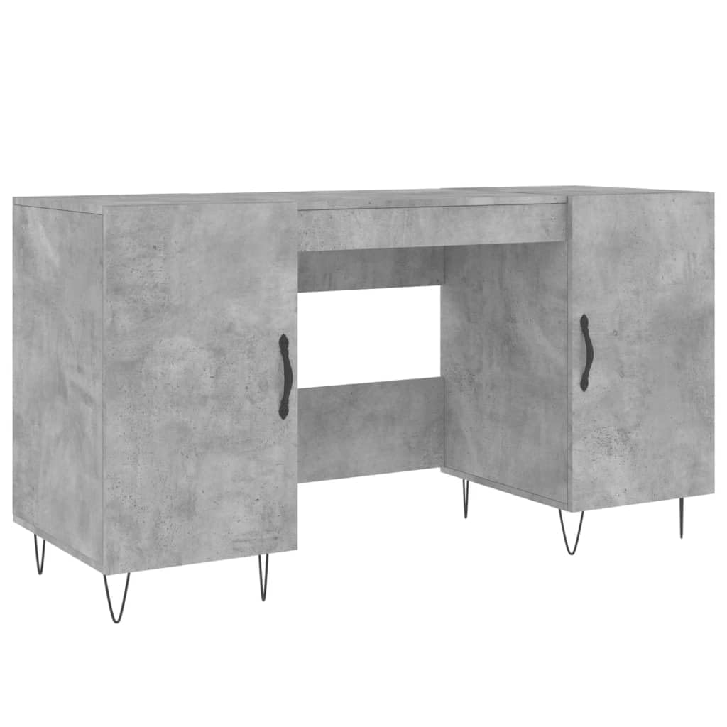 Scrivania grigio cemento 140 x 50 x 75 cm, materiale in legno, 4 scomparti, ideale per casa, ufficio, gioco, stabile, moderna