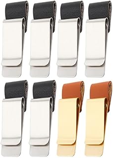 Suporte para canetas com clipe de metal, suporte retro de pele sintética para livros de viagem, diários de couro e livros de esboços (6 prata 2 ouro)