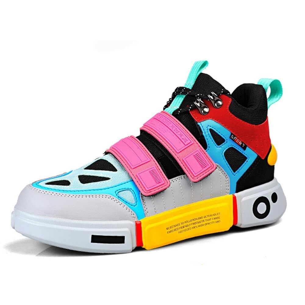 Zapatillas De Skate Altas Unisex Bloque Color, Estilo Streetwear