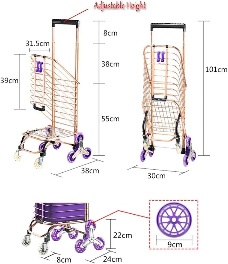 Carrito plegable para compras ligero de aleación de aluminio con 8 ruedas grandes miniatura 2