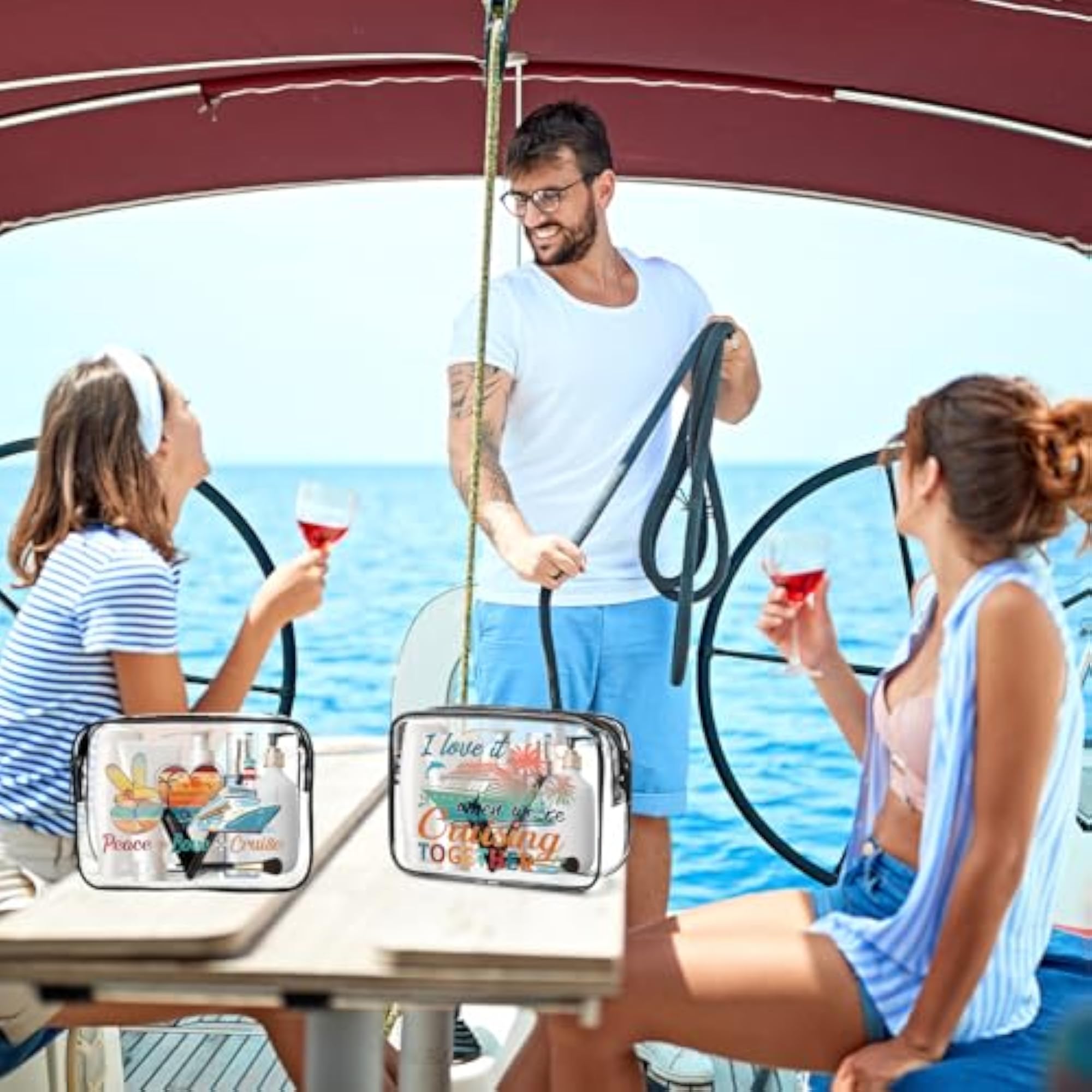 Cruise Ship Essentials Makeup Bag Set, 6Pcs Clear Bags