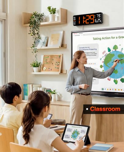Image of Digital Clock Large Display, 13 inch Large Wall Clock for Classroom | Big Led Wall Clocks with Remote Control,Date,Week,Alarm,Temp & DST for Bedroom,Living Room,Gym,Office