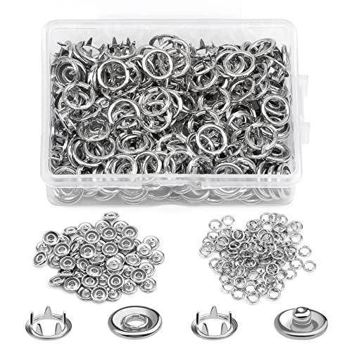 Tlkkue 50 Sets Snap Button, 9.5Mm Metal Silver Snaps Buttons For Sewing And Crafting, Open Prong Snap Button Snap Fasteners Kit For Jeans, Fabric, Baby Clothing, Diy Craft, Clothing Fasteners #TOP7