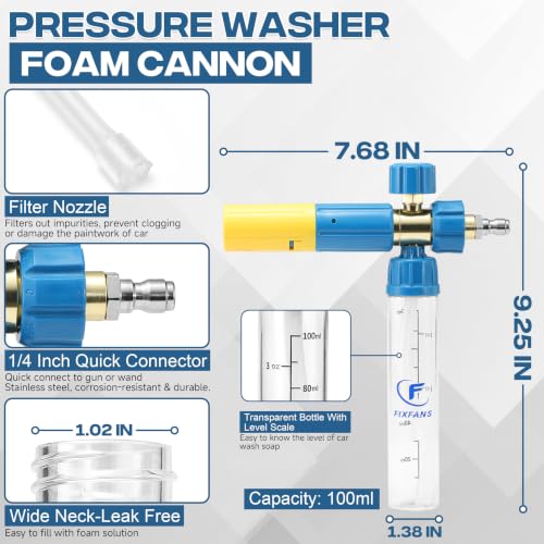 FIXFANS Pressure Washer Gun with Mini Foam Cannon, Dual Connector Accessory by FIXFANS - Used condition - Image 2