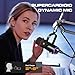P PUPGSIS XLR/USB Podcast Microphone, Gaming Mic with Mute Button, Reverb Effects, Noise Cancellation, Boom Arm Stand, Headphones Jack, Dynamic Microphone for Streaming/Recording/Gaming/Vocal-Black