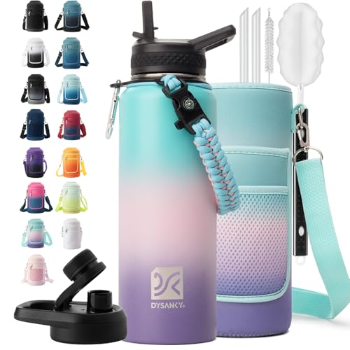 Insulated Water Bottle | Thickened Stainless Steel Vacuum Metal | Portable Sports Water Jug for Gym and Hiking with Straw, Carrier Bag, Handle Strap | BPA-Free 40 oz