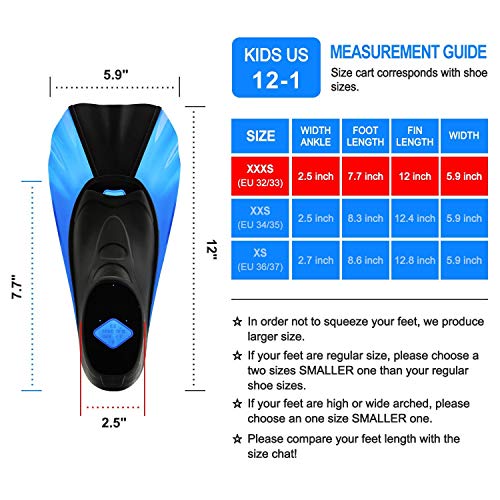 image for WADEO Snorkel Fins, Swim Fins Short Adjustable for Swimming Scuba Divi