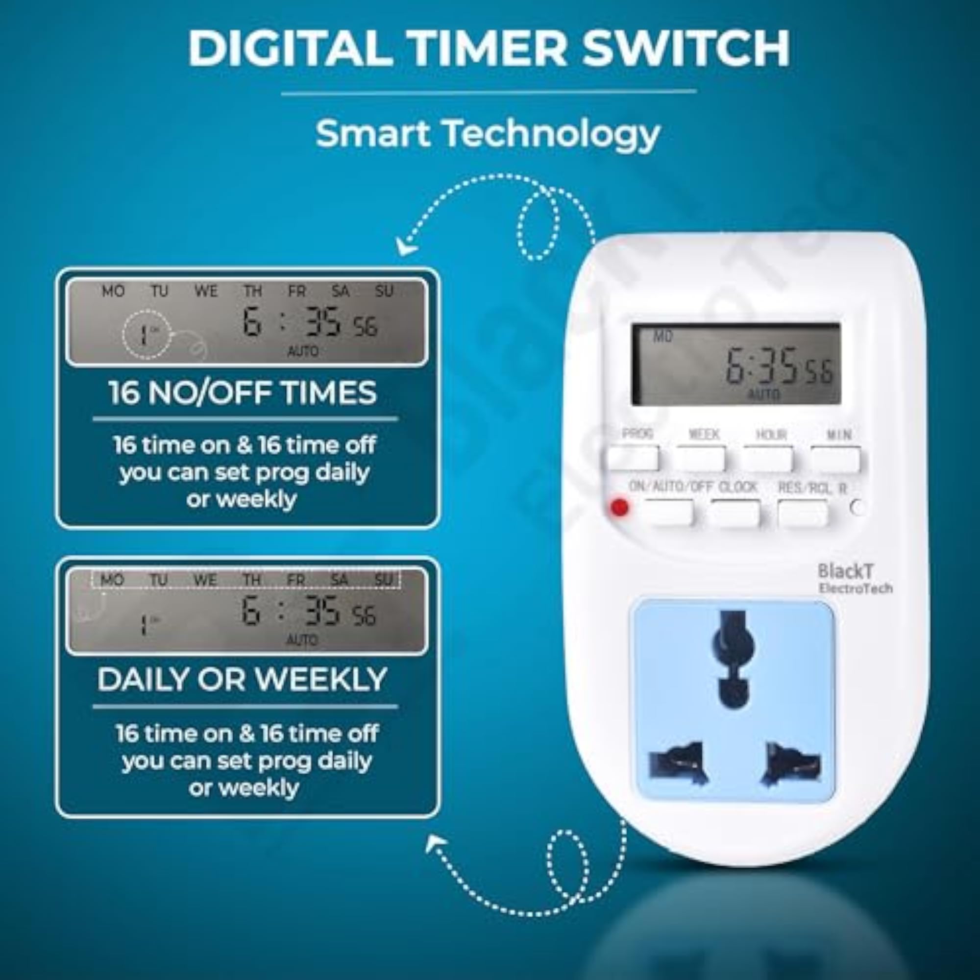Digital Programmable Timer Socket, 2 Pack, 24x7 Control