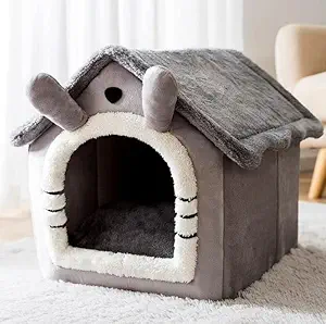 Dratal Cat Beds for Indoor Cats Removable Washable Cat Houses for Outdoor Cats Soft Plush Warm Bed Cave Pets House (44 x 36 x 39 cm)