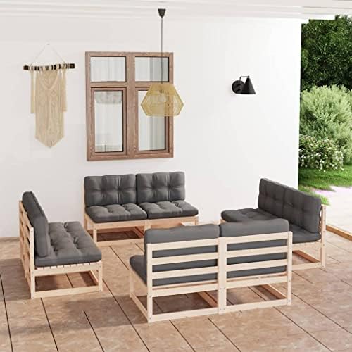 Garden Lounge Set Natural Wood Solid Pine Wood 8 Piece Modular, 3076319 Garden Lounge Set Natural Wood Solid Pine Wood 8 Piece Modular, 3076319