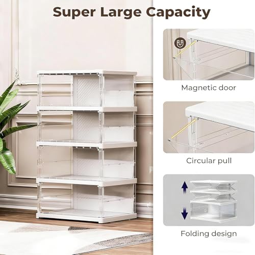 Boîte de rangement pour baskets transparente pliable porte magnétique - 5