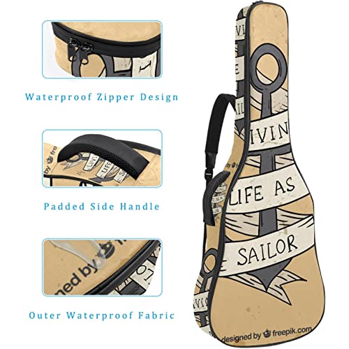 Anchor and Slogan Housse rembourrée imperméable Oxford pour guitare avec bandoulière réglable - Les Beatles, Paul McCartney, John Lennon, RIngo Starr, George Harrison Anchor and Slogan Housse rembourrée imperméable Oxford pour guitare avec bandoulière réglable – Image 5