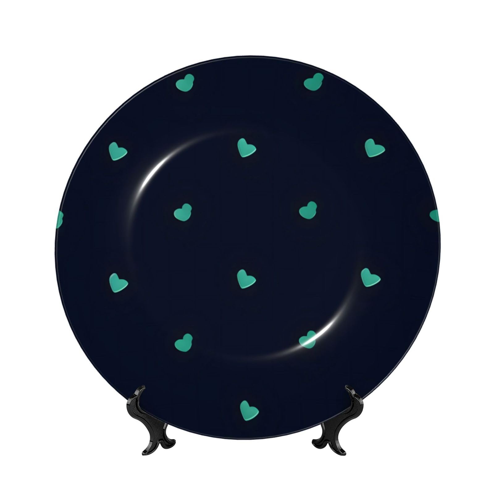 SXZVVBN Lovely blue background Bone China Decorative Plate Art with Stand Removable Adhesive Hanging for Home Office 7in