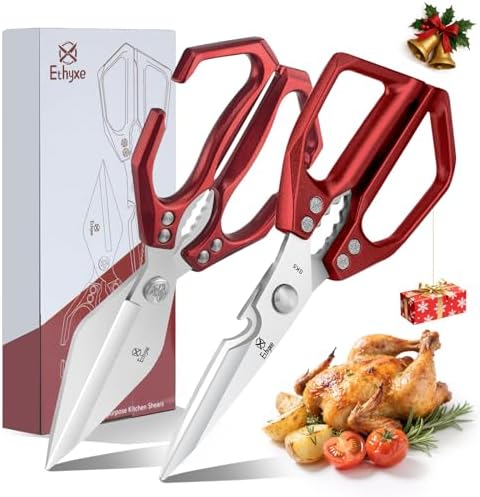 Kitchen Scissors Set Upgraded - Heavy Duty Stainless Steel Kitchen Shears, Sharp Poultry Scissors for Meat, Chicken Bones, and Turkey, Dishwasher Safe