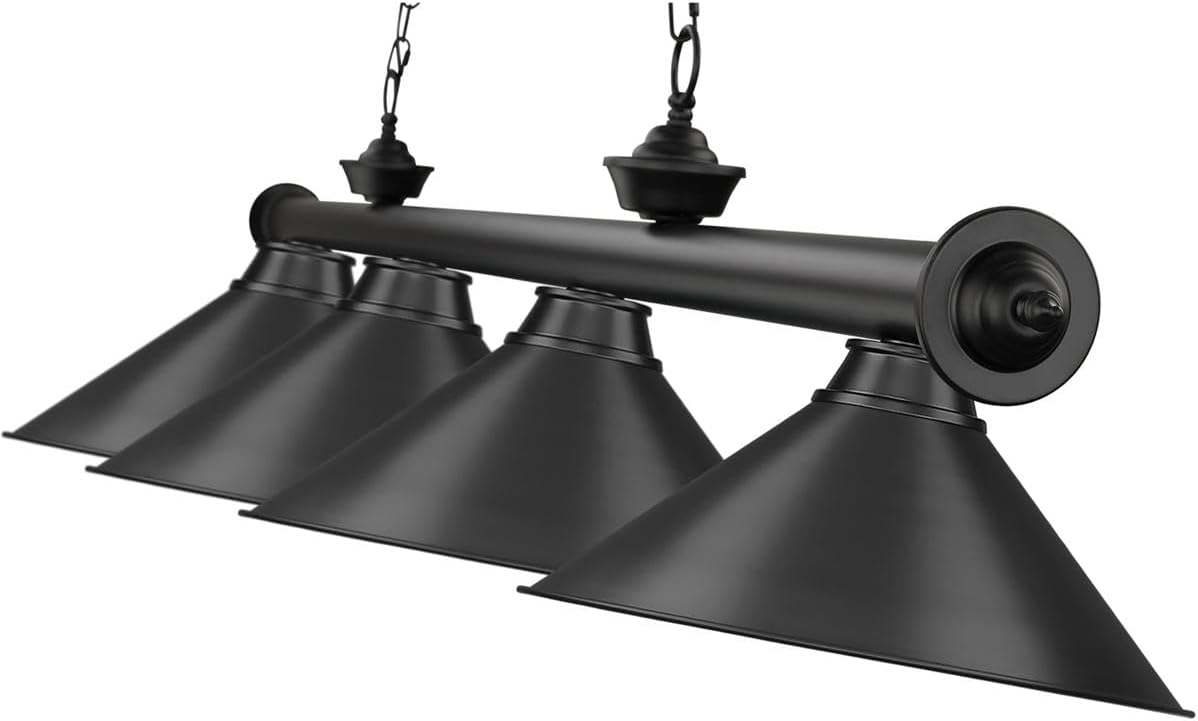 Z-Lite 2306-4MB-MB15 Cordon Billiard Pendant, 4-Light 240 Total Watts, Matte Black