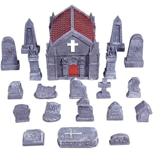 Rileryan 20 PCS Miniature Gravestone Tombstones Figurines DIY Graveyard Cemetery