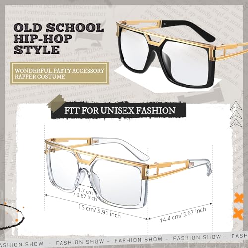 Hicarer 80s 90s Sunglasses Vintage Rapper DJ Hip Hop Glasses Retro Old School Glasses for Men Women2