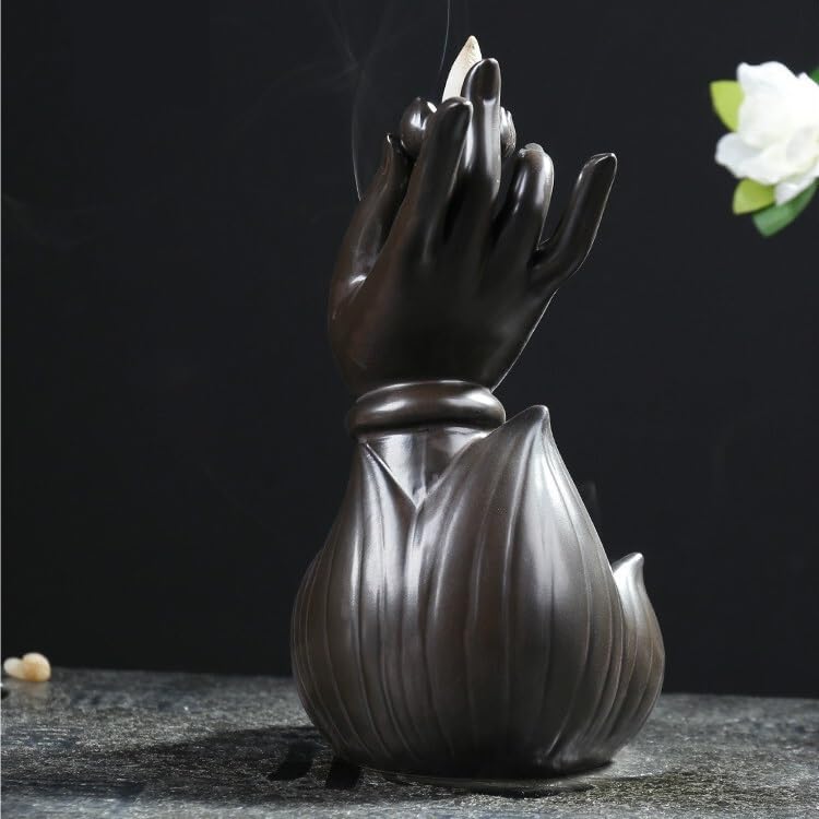 Quemador de Incienso de reflujo, Quemador de Incienso de Mano de Buda Guanyin, incensario de cerámica for el hogar