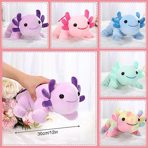 Image of Libima 5 Pcs 12 Inch Axolotl Plush Toys Stuffed Animal Plushies Pillow Doll Cute Soft Axolotl Toy Stuffed for Birthdays Gift Home Decoration(Bright Color)