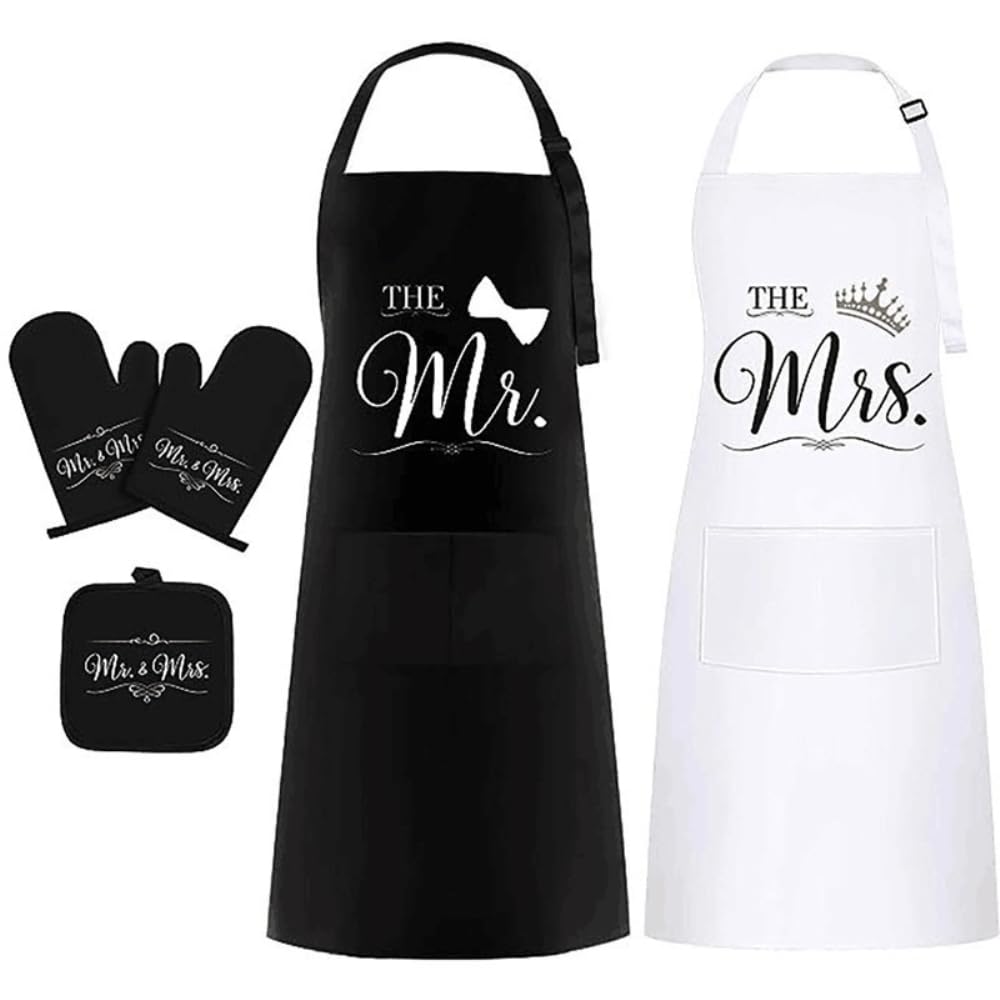 Ensemble de tabliers de cuisine personnalisés avec gants et maniques