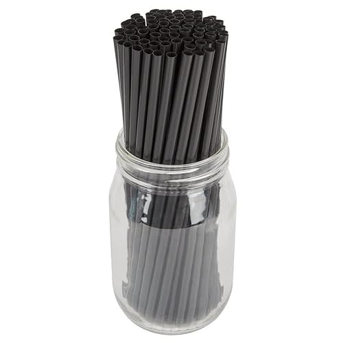 Perfect Stix Pajitas gigantes de plástico negro sin envolver. 7.75 pulgadas x 0.23 pulgadas de diámetro. Paquete de 500 unidades