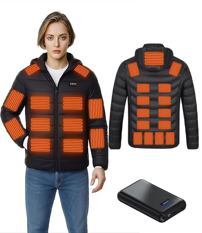 Image of Heated Down Jacket for Men and Women with Power Bank,16000mAh Battery 23 Graphene Heating Element