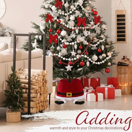 DECO EXPRESS Weihnachtsbaumständer Abdeckung, 42x24cm Weihnachtsbaum Rock, Stilvoll Weihnachtsdeko Innen In Weihnachtsmann Frohe… – Ansicht 6