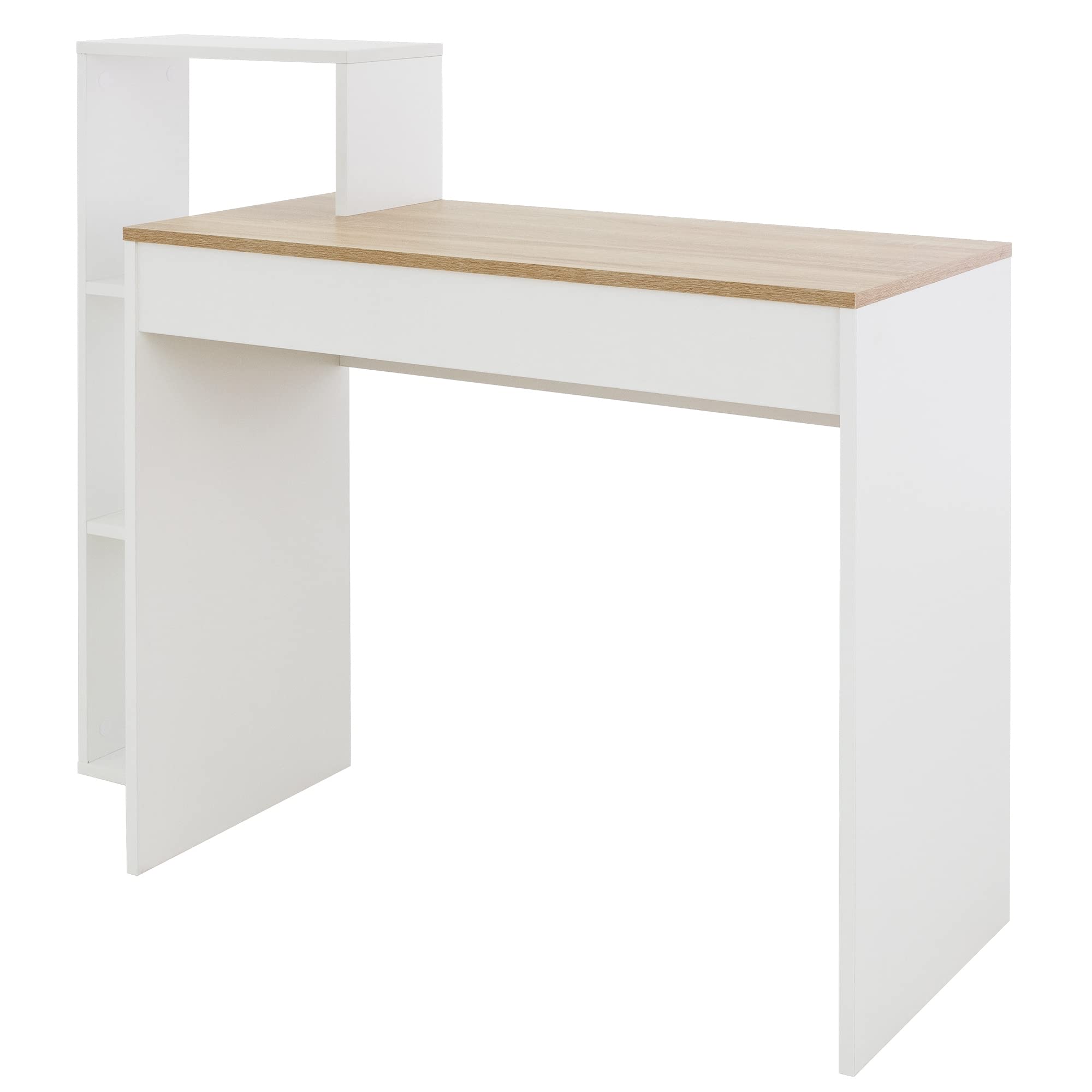 ML-Design Scrivania per Computer PC Laptop con 3 Ripiani 110 x 72 x 40 cm Tavolo da Lavoro per Casa Ufficio Studio Sistema 2 in 1 con Piano in Legno Rovere Sonoma/Bianco Scrittoio Postazione di Lavoro
