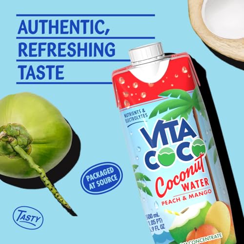 Vita Coco Coconut Water, Peach & Mango - Naturally Hydrating Electrolyte Drink - Smart Alternative to Coffee, Soda, and Sports Drinks - Gluten Free - 16.9 Fl Oz (Pack of 12) - Image 5