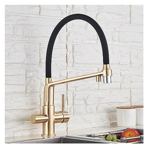 Mitigeur cuisine or brossé haut de gamme robinet filtré rotatif