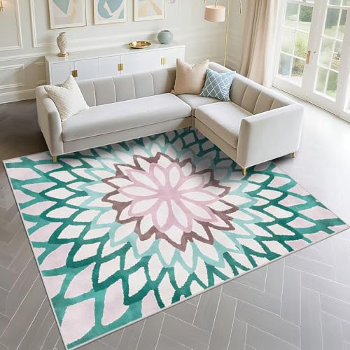 Tapis à rayures modernes vert et blanc motif géométrique 90x190 - 2