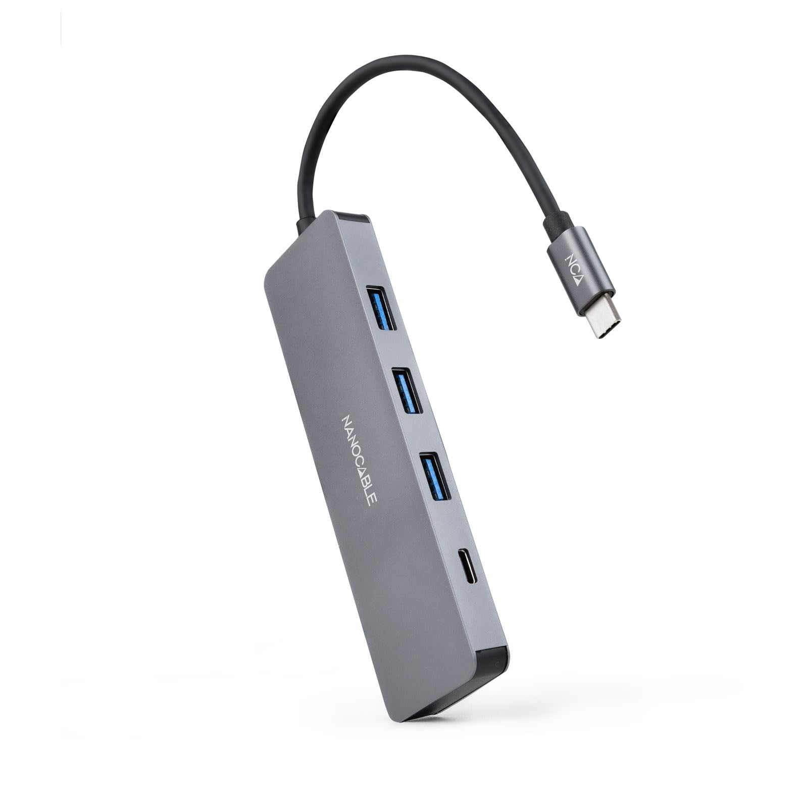 NANOCABLE 10.16.4409 - USB-C Converter Hub to 3 USB-A 3.0 Female Ports + 1 USB-C Female Port, Aluminium, 10 cm, Grey