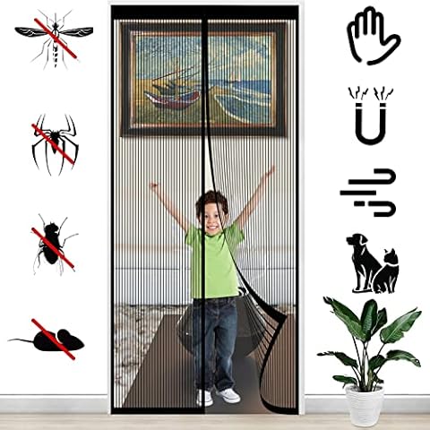GZYZXP Magnetic Fly Screen Door, 120×220cm Anti Mosquito Mesh Fly Curtain,Insect Protection Door No Gap,Magnetic Top-to-Bottom Seal Snaps Shuts Automatically, Keep Bugs Out Lets Fresh Air in Cover