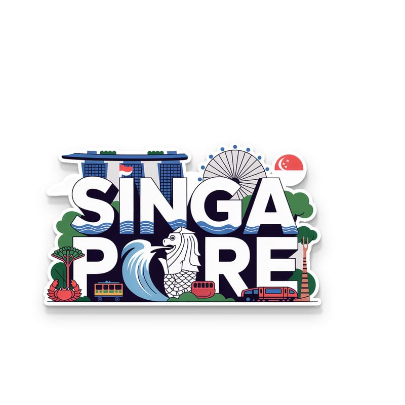 Image of Singapore Fridge Magnet Glossy Finish Fridge Magnets, Stylish Magnet for Fridge, Wardrobe & Metal Surfaces