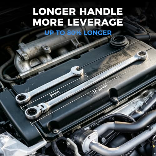 Image of 16.5 inch Long Flex Head Nano Socket Ratchet Wrench for 3 /8 inch Nano Sockets, 17mm