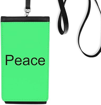 Peace Word Inspirational Quote Sayings Phone Wallet Purse Hanging Mobile Pouch Black Pocket