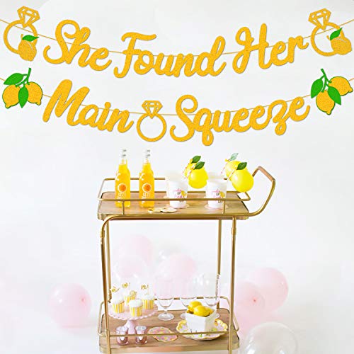 She Found Her Main Squeeze Banner Bridal Shower Party Decorations for Lemon Squash Limonada Lemonade Bride to Be Bachelorette Wedding Ceremony Engagement Party Supplies